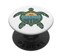 Sea Turtle Retro Sunset Distressed Ocean Waves Beach PopSockets Adhesive PopGrip