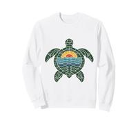 Sea Turtle Retro Sunset Distressed Ocean Waves Beach Sweatshirt