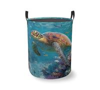 Sea Turtle Round Laundry Hamper Storage Basket Toys Clothes Organizer Bin For Home Bathroom Bedroom Dorm Nursery