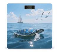 Sea Turtle Scale for Body Weight with LCD Display Sturdy Tempered Glass Weighing Scales Accurate Digital Bathroom Scale Fashion Body Fat Smart Scales 400 Lb