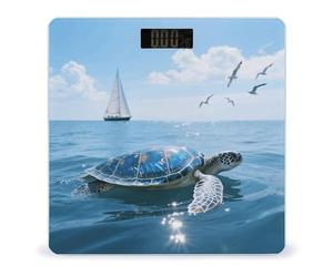 Sea Turtle Scale for Body Weight with LCD Display Sturdy Tempered Glass Weighing Scales Accurate Digital Bathroom Scale Fashion Body Fat Smart Scales 400 Lb