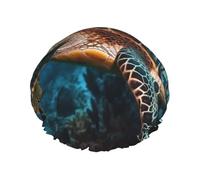 Sea Turtle Shower Cap for Women Men Large Waterproof Shower Bonnet Elastic Band Bathing Hair Hat Spa Salon Caps Double Layered Reusable Bath Caps for Long Hair, Braids