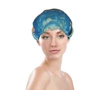 Sea Turtle Shower Cap for Women Reusable Bath Cap Upgrade Double Layers Bathing Hat Waterproof Elastic Bath Hair Caps for Women Ladies Spa Salon Hair Bath Hat