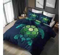 Sea Turtle Single Duvet Cover Set - Marine Life Bedding & Bedroom Decor, Super Soft Microfiber Quilt Cover and 1 Pillowcases, with Zip, Reversible Design SD-1448
