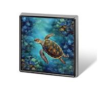 Sea Turtle Square Lapel Pin Women's Novelty Buttons & Pins Metal Badge Cute Brooch Pin Retro Pinback Badge Fashion Bag Pins for Hat Backpacks Tie Suit Wedding Party Accessory