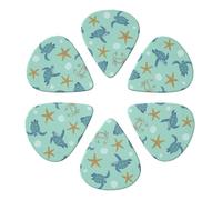 Sea Turtle Starfish Crab Guitar Picks 6 Pack Thin Medium Heavy Thickness Guitars Pick For Acoustic Electric Guitar Ukulele Bass 0.71mm