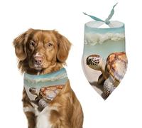 Sea Turtle Starfish Dog Bandana Triangle Dog Scarf Washable Polyester Dog Bibs Cute Pet Bandana for Medium Large Dogs Puppy and Cats