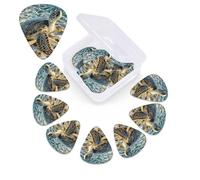 Sea Turtle Starfish Guitar Picks 12 Pack with Organizer Box, 0.46 0.71 0.96 mm Includes Thin Medium Heavy Thickness,Abstract Guitar Pick Plectrums for Electric Guitar Ukulele Bass