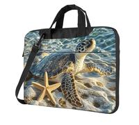 Sea Turtle Starfish Laptop Bag 13-15.6Inch, 360° Protective Laptop Sleeve Case Shockproof Messenger Shoulder Bag Waterproof Computer Case Carrying Cover Briefcases for Men Women