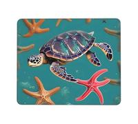 Sea Turtle Starfish Pattern Enhanced Control Mouse Pad with Lock Stitch Edge Large Thick Non-Slip Desk Mat for Office Task
