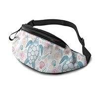 Sea Turtle Starfish Shells Fanny Packs for Women Men Fashion Waist Pack Belt Bag Fanny Pack for Girls Boys Adjustable Belt Hip Bags for Travel Running Hiking Cycling Concert