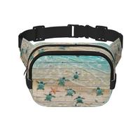 Sea Turtle Starfish Square Double Layer Waist Bag Belt Fanny Pack Purse with Adjustable Strap, Running, Travel, Hiking
