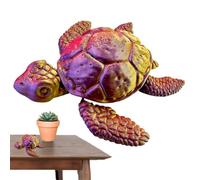 Sea Turtle Statue - Flexible 3D Printed Tabletop Animal Figurine, Multicolor Multi Joint Movable Tortoise Ornament, Interactive Creative Toy | Home Decoration Room Decor For Boys Teens Girls Men Women