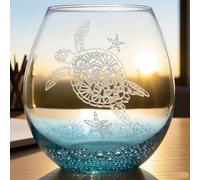 Sea Turtle Stemless Wine Glass for Women, 19 Oz Ideal Unique Birthday Gifts for Turtle Lovers, Mother's Day Gifts for Her Ocean Coastal Theme Beach Party Man Mom Friends (Bubbly Teal)