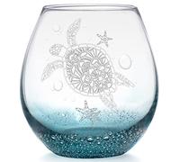 Sea Turtle Stemless Wine Glass for Women, 19 Oz Ideal Unique Birthday Gifts for Turtle Lovers, Mother's Day Gifts for Her Ocean Coastal Theme Beach Party Man Mom Friends (Bubbly Teal)