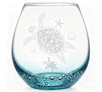 Sea Turtle Stemless Wine Glass for Women, 19 Oz Ideal Unique Birthday Gifts for Turtle Lovers, Mother's Day Gifts for Her Ocean Coastal Theme Beach Party Man Mom Friends (Bubbly Teal)