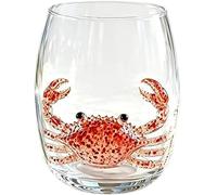 Sea Turtle Stemless Wine Glass,Unique Ocean Themed Glassware,Artisanal Blue Ringed Octopus Drinking Glass 12 Oz Borosilicate Tumbler,Drinking Glass Cup with 2D Cute Animal Figurine (E)