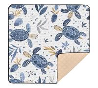 Sea Turtle Style Baby Play Mat for Floor, 127x127 CM Playpen Mat,Thicken Soft Non-Slip Tummy Time Mat for Toddlers and Infants