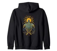 Sea Turtle Sun Mystical Mandala Illustration Zip Hoodie