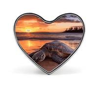 Sea Turtle Sunset Buttons Pin Memorial Boutonniere for Wedding Groom Bride, Customize Lapel Heart Pin for Christmas, Men Women Costume Decorative Fashionable Brooches