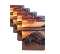 Sea turtle sunset Car Air Fresheners Cards Set of 4 Pieces Personalized Car Fresheners Gifts for Men Women Auto Aromatherapy Tablets Hanging Scented Cards for Wardrobe Bathroom