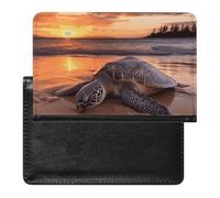 Sea Turtle Sunset Passport Holder for Men, PU Leather Passport Cover with Card Slot, Waterproof Passport Protector for Travel, Wallet Protector Case for Women