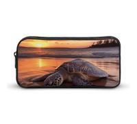 Sea Turtle Sunset Pencil Case - Large Aesthetic Makeup Bag Multi-Purpose Pencil Pouch Cute Cosmetic Bag with Zipper Closure for Office, Home, Study & Travel