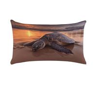 Sea Turtle Sunset Pillow Cases for Sofa, Super Soft Plush Pillow Cover with Zipper, Luxury Cozy Pillow Shams for All Seasons, Lightweight Pillowcases for Bedroom, 12" X 20"
