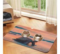sea turtle sunset print Cats Pet Bowl Placemat Pet Feeding Mats for Dogs, Non-Slip PU Leather Tablecloth for Pets