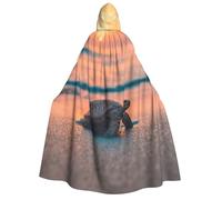 sea turtle sunset print Unisex Medieval Viking Hooded Cape Cloak for Halloween Cosplay, Christmas Party Costume Outfits