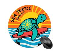 Sea Turtle Sunset Printed Mouse Pad Round Laptop Mouse Mat Cute Computer Mousepad Keyboard Pad Non-Slip Desk Pads for Gaming Office Work Home