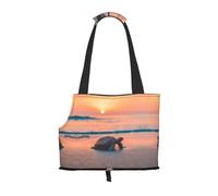 sea turtle sunset Printed Pet Shoulder Bag Lightweight Breathable Travel Pet Bag 26 * 34cm Weekend Pet Travel Set