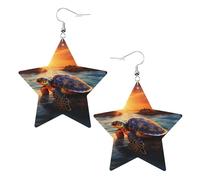 sea turtle sunset Prints Leather star earrings Pendant Stylish and beautiful Lightweight Dangle for Women Girls