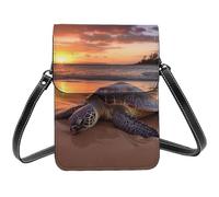 Sea Turtle Sunset Small Crossbody Bags For Women Cell Phone Purse Pu Leather Wallet Bag With Shoulder Strap