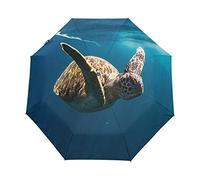 Sea Turtle Swim Blue Automatic Foldable Umbrella UV Protection Auto Open Close Folding Sun Blocking Umbrellas for Travel Women Boys Girls