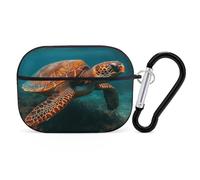 Sea Turtle Swimming AirPods Pro 2 Case Cover, Shockproof Hard Shell Protective Case for Women Men, Compatible with Airpod Pro Case 2nd/1st Generation with Keychain-Black