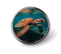 Sea Turtle Swimming Badges Decorative, Durable Aluminum Alloy Round Badge, Lightweight Button Brooch for Shirts, Jackets, Hats, Uniforms 1"