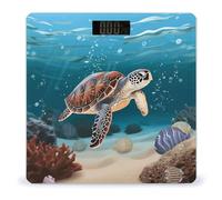 Sea Turtle Swimming Bathroom Scale Automatic Power On/Off Body Scales LCD Backlight Display Square Digital Scale Rounded Corners Bathroom Scales for Home Bedrooms