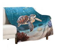 Sea Turtle Swimming Blanket Soft Flannel Throw Blanket 50"x60", Lightweight Decorative Blankets Warm Cozy Blankets for Couch, Bed, Camping & Travel, Ideal Gifts for Women Men