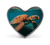 Sea Turtle Swimming Buttons Pin Memorial Boutonniere for Wedding Groom Bride, Customize Lapel Heart Pin for Christmas, Men Women Costume Decorative Fashionable Brooches