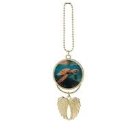 Sea Turtle Swimming Car Pendant, Rear View Mirror Hanging Ornament, Auto Decor for Rearview Mirror, Keychain Golden-Style