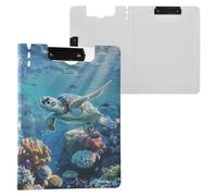 Sea Turtle Swimming Clipboard a4 Clip Board Foldover Document Folder Files for Paperwork with Clips Lightweight Plastic
