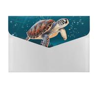 Sea Turtle Swimming File Folder 6-Pocket, Waterproof Accordion File Organizer with Snap Closure, Expanding Document Holder for Office, Home