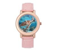 Sea Turtle Swimming Funny Women's Wrist Watch with Leather Strap