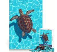 Sea Turtle Swimming in Blue Water 1000 Pieces Jigsaw Puzzles for Teenagers Solid Logic Toy Peaceful Fun Precision Cut Amazing Present (38x26cm)