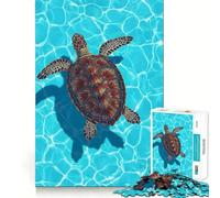 Sea Turtle Swimming in Blue Water 1000 Pieces Jigsaw Puzzles for Teenagers Solid Logic Toy Peaceful Fun Precision Cut Amazing Present (38x26cm)