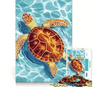 Sea Turtle Swimming in Blue Water Jigsaw Puzzles 1000 Piece for Adults Strengthen Recall Leisure Fun Quality Edge Elegant Gift (50x75cm)