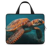 Sea Turtle Swimming Laptop Sleeve Ultra-Thin, Waterproof 12inch Laptop Bags, Portable Protective Computer Bag with Hand Strap