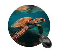 Sea Turtle Swimming Mouse Pad for Office, Mouse Mat with Non-Slip Base, Waterproof Desk Pad Protector for Home, Personalized Mouses Mat for Travel, Outdoor, 7.8" X 7.8"