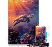 Sea Turtle Swimming Over Sunny Coral Reef Jigsaw Puzzles for Adults1000 Pieces Clear Logic Toy Leisure Time Perfect Cut Creative Gift (38x52cm)